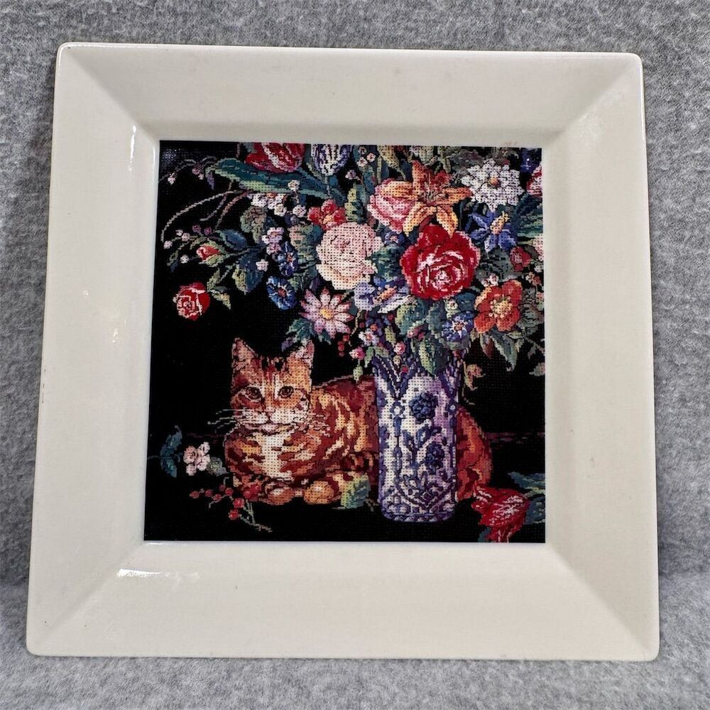 Vintage Hallmark Cat with Bouquet Decorative Plate by Klaus Kuntscher